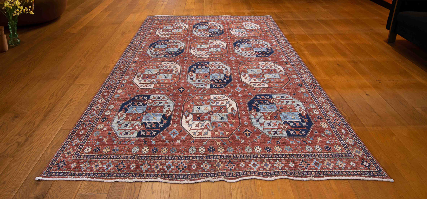 TURKMEN RUG WOOL AND COTTON 8'1"x9'9"