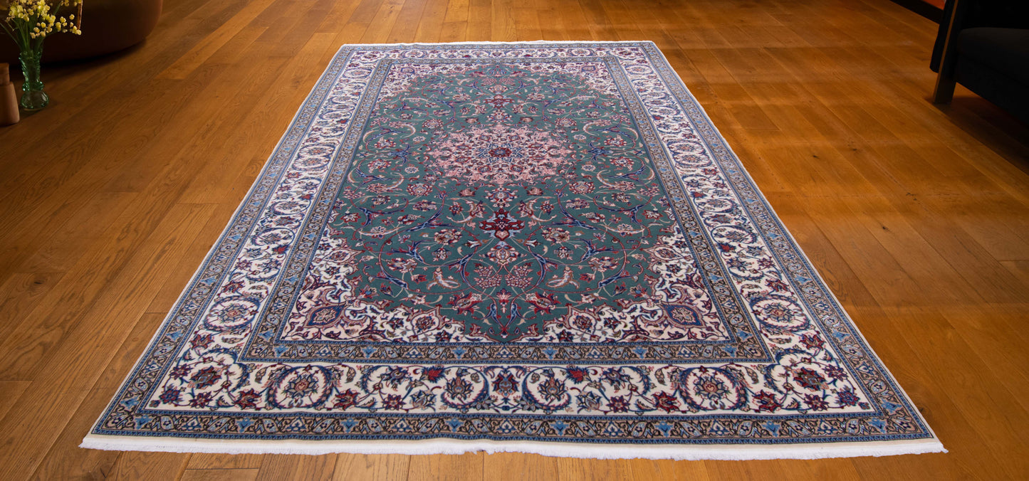 HAND MADE WOOL AND COTTON "NAIN" CARPET 5'X8'5"