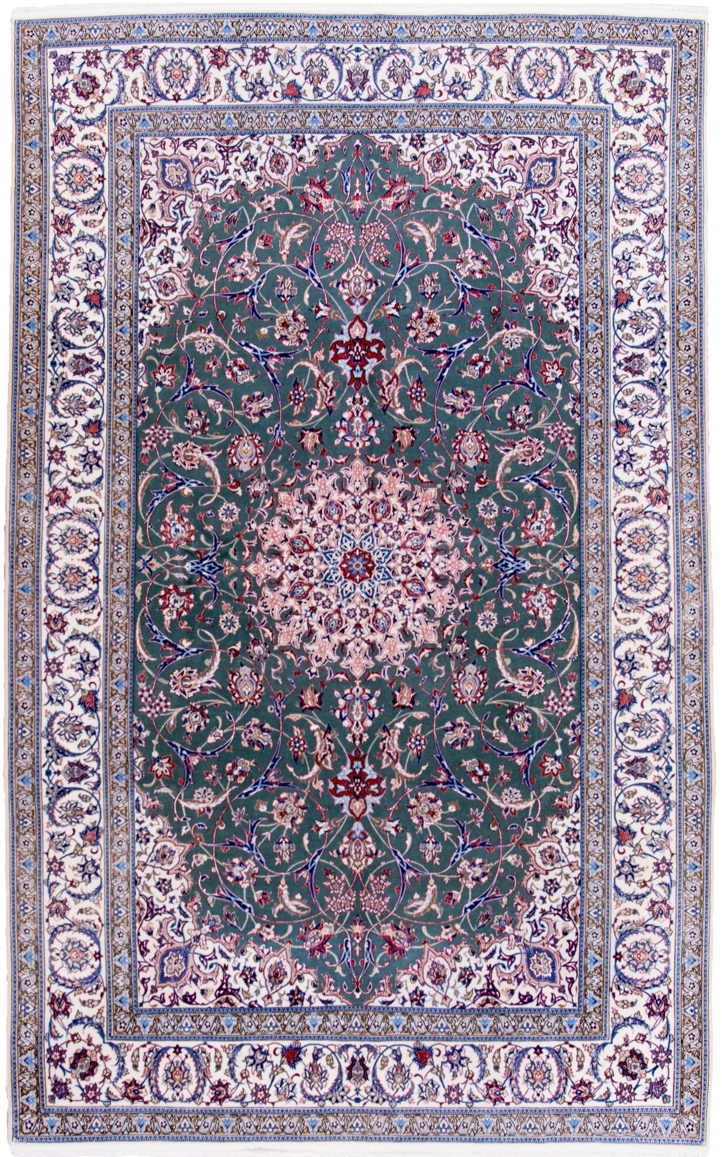 HAND MADE WOOL AND COTTON "NAIN" CARPET 5'X8'5"