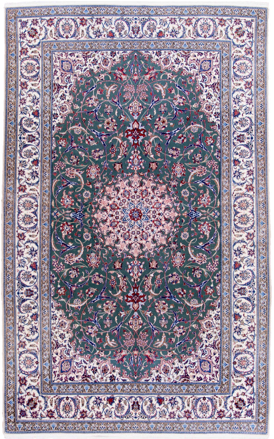HAND MADE WOOL AND COTTON "NAIN" CARPET 5'X8'5"